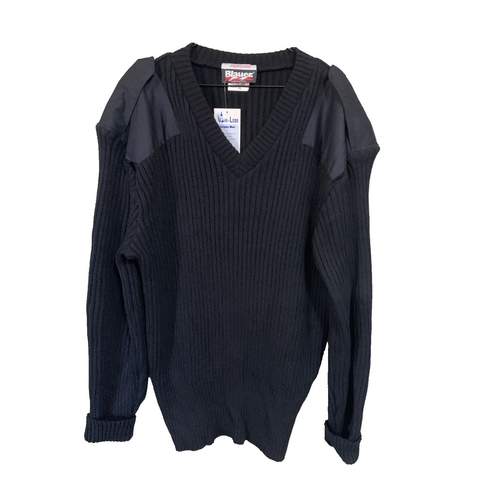 NWT VTG Blauer V-Neck Comando Tactical Sweater #210-NB Men's XL Wool Blend Black